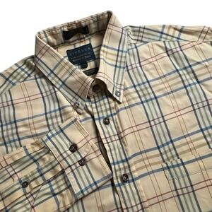 Viyella Mens Large Wool Blend Multicolor Plaid Long Sleeve Button Down Shirt